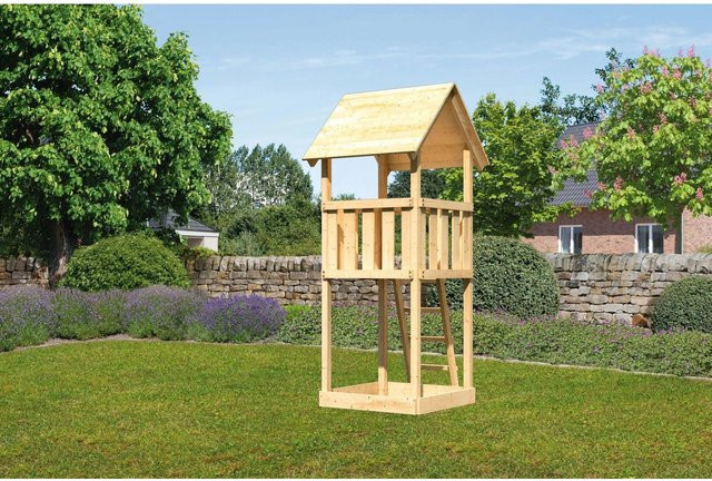 Karibu Spielturm Lotti aus naturbelassenem Fichtenholz mit Sandkiste - Bild 1