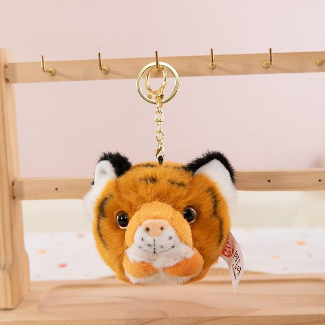 Sibirischer Tiger Plüschtier, Schlüsselanhänger, 12cm, Orange - Bild 1