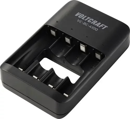 VOLTCRAFT VC-BC-4100 Rundzellen-Ladegerät für NiMH, NiZn und LiIon in Schwarz mit USB-C Anschluss für Mignon (AA) und Micro (AAA) Akkus - Bild 1