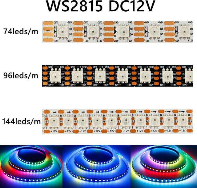 TNALANT WS2815 5050 RGBIC Smart LED-Streifen, individuell adressierbare SMD LEDs, Multicolour und Weiss, DC12V - Bild 1