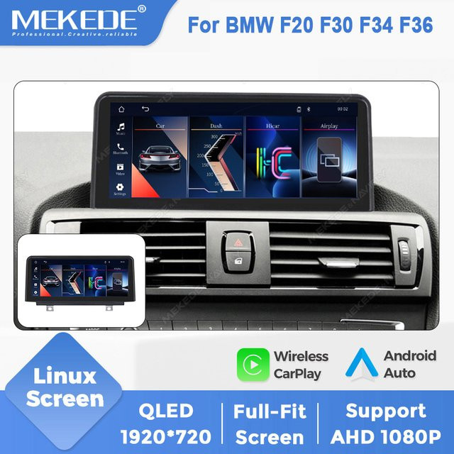 MEKEDE Wireless Carplay Car Radio für BMW 1 2 3 4 Serie NBT System, 10.25 Zoll Android Auto Multimedia Player mit Bluetooth und QLED HD Display, Schwarz - Bild 1
