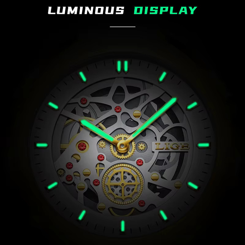 LIGE Armbanduhr Automatik, Edelstahl, Bicolor, Herren - Bild 5