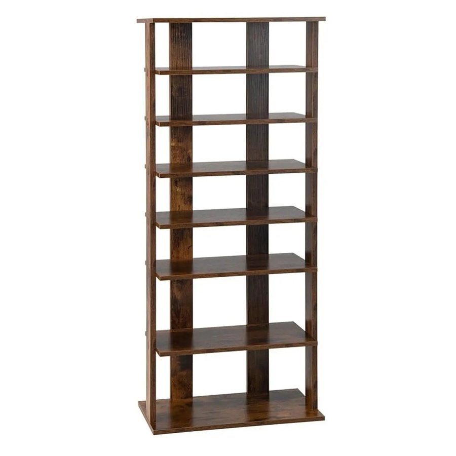 Costway 8-stufiges Schuhregal aus Holz in Braun, höhenverstellbar und modern - Bild 2