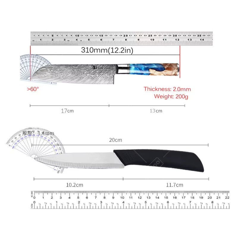 WXCOO Japanisches Santoku-Küchenmesser mit Damastmuster und Aufbewahrungsbox - Bild 6