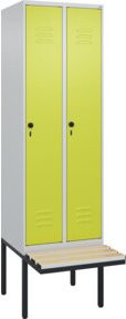 C+P Spind Classic PLUS Garderobenschrank mit Sitzbank, 2 Abteile, Lichtgrau, B/T/H: 212 x 60 x 81,5 cm - Bild 1
