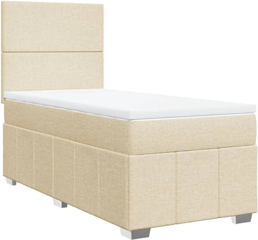 Vidaxl Boxspringbett mit Matratze aus Stoff in Beige und Weiß, B/T/H: 200 x 100 x 140,5 cm - Bild 1