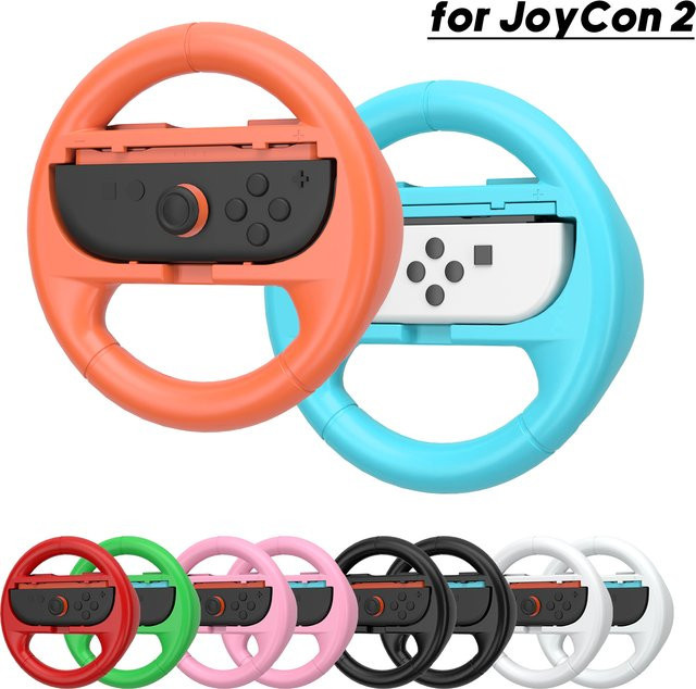 Karbeen Racing Lenkrad Set für Switch2 JoyCon-2 Gamepads, 2 Stück Controller Halterung für NS2 JoyCon2 in Orange und Blau - Bild 1