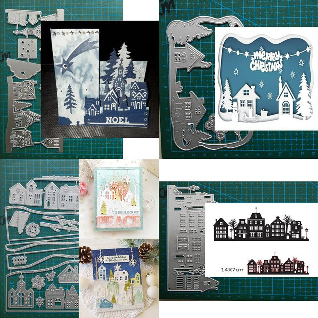 Metall Schablonen mit Haus-Architektur Motiv für Scrapbooking und Bastelarbeiten zur Papierprägung und Dekoration - Bild 1