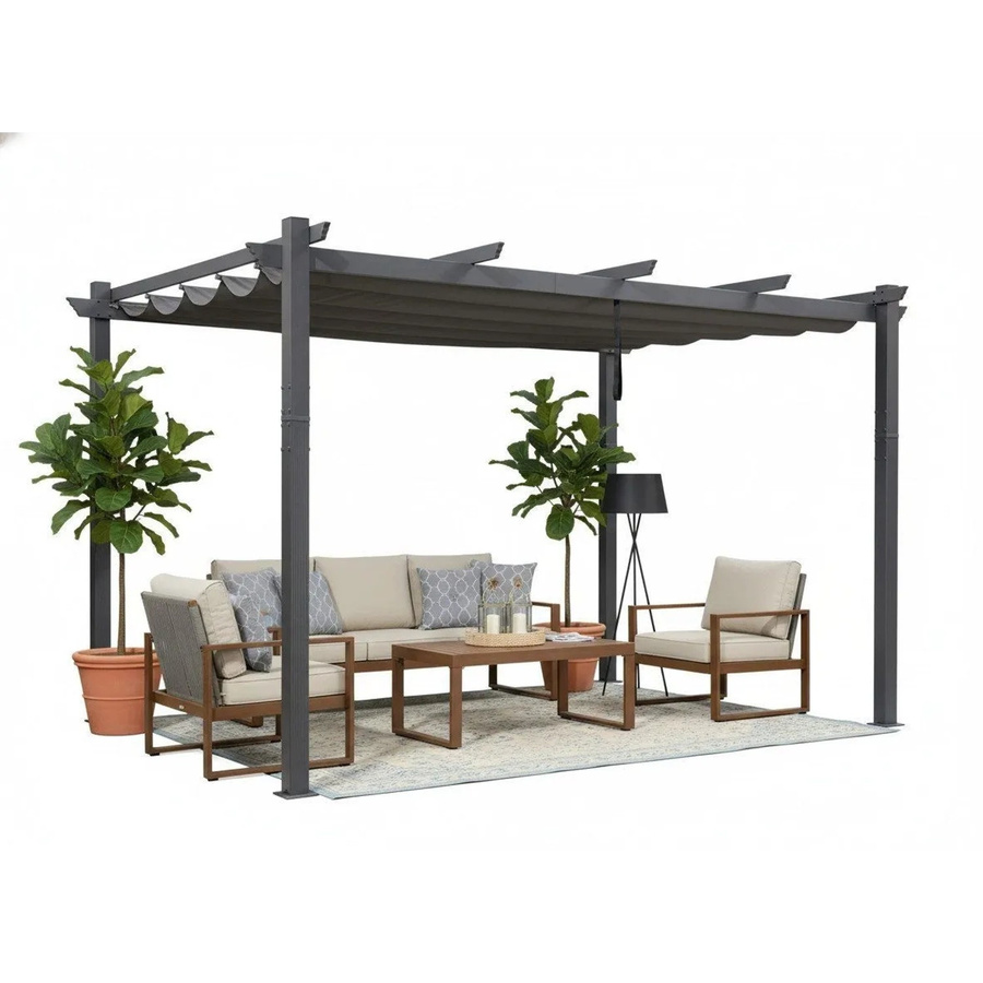 Purple Leaf Aluminium Pavillon mit Schiebedach in Grau, B/T/H: 280 x 400 x 245 cm - Bild 2