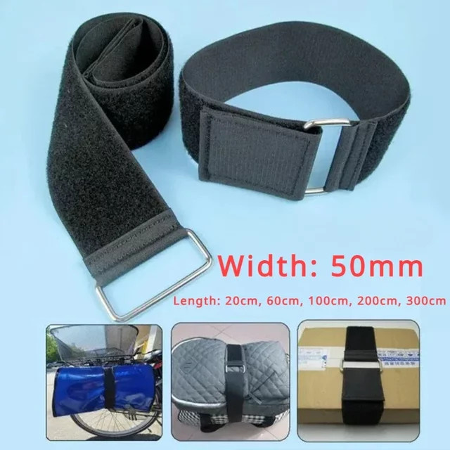 Klettverschluss Frachtgurt aus Nylon in Schwarz für Motorrad, Auto und Camping, Breite: 5 cm - Bild 1