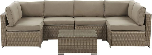 Beliani Lounge Set BELVEDERE in Braun und Beige mit Polsterung und Aluminiumgestell, B/T/H: 280 x 140 x 63 cm - Bild 1