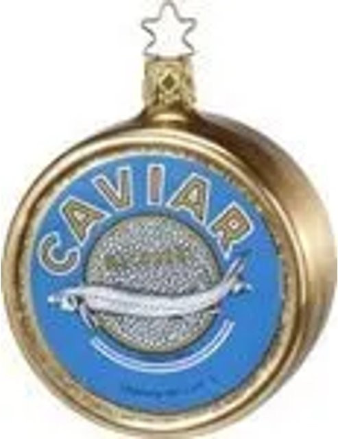 Inge's Christmas Decor Christbaumschmuck Glas Kaviar Dose in Blau und Gold, Durchmesser: 8,5 cm - Bild 1