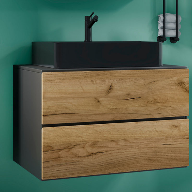 VCM Waschplatz-Set Lendas 2-tlg. mit Waschtisch und Unterschrank, Breite: 80 cm, anthrazit/grau/schwarz - Bild 3