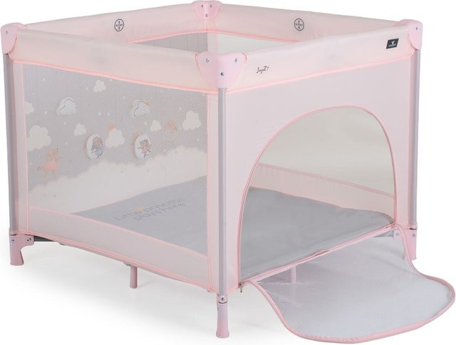 Cangaroo Laufstall Joyzi Reisebett inkl. Matratze und Plüschfiguren in Rosa - Bild 1