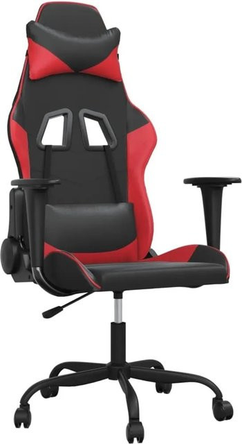 vidaXL Gaming-Stuhl mit Massagefunktion in Schwarz-Rot aus Kunstleder - Bild 1