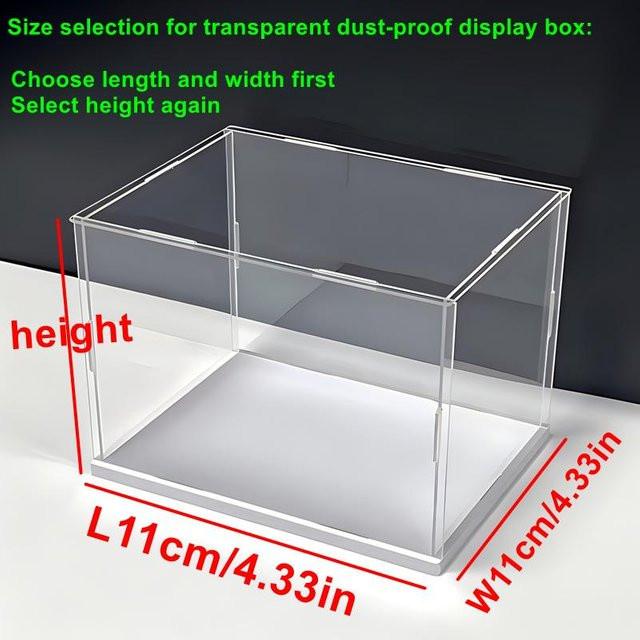 Yiran Furniture Acryl-Vitrine Transparente Staubdichte Displaybox mit weißer Basis, Höhe: 15 cm - Bild 1