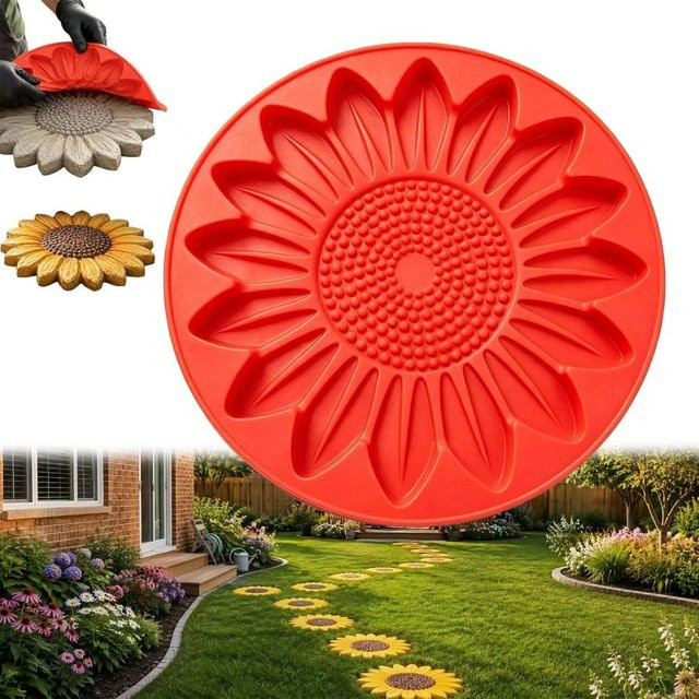 CDtaiheng Silikon Trittsteinform Sonnenblume für runde Gehwegpflaster in Rot - Bild 1