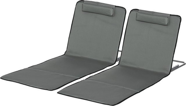 Outsunny Strandliege 2er Set grau aus Textilene und pulverbeschichtetem Stahl mit verstellbarer Rückenlehne, B/H/L: 53 x 35 x 124 cm - Bild 1
