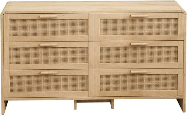 okwish Sideboard mit 6 Schubladen im Eckdesign für dein Wohnzimmer, Farbe: Beige, B/T/H: 130 x 40 x 74 cm - Bild 1
