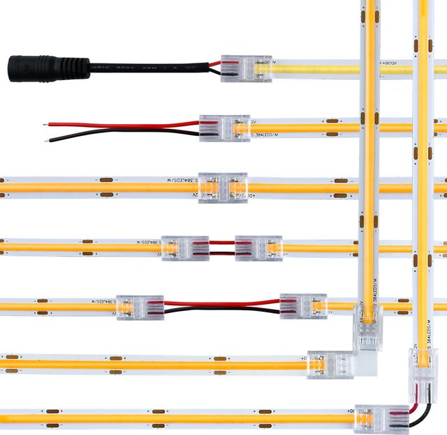 5 Stück COB LED Streifen Stecker Verlängerung 2-Pin Terminal Anschluss für 2835 5050 SMD LED Bandlichter in 8mm und 10mm Breite - Bild 1