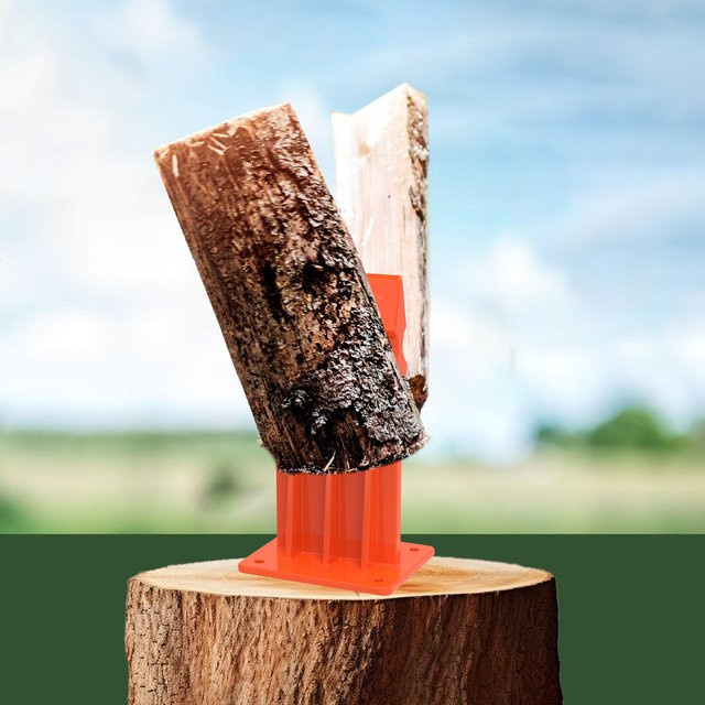 Hands DIY Manueller Holzspalter aus Kohlenstoffstahl in Orange für Kamin und Outdoor-Camping - Bild 1