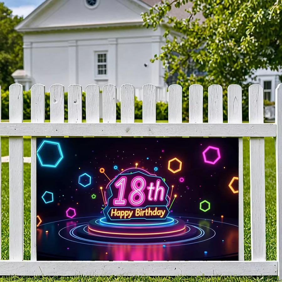 VIKAMA Neon-Party-Hintergrund aus Stoff für den 18. Geburtstag, Mehrfarbig, Rechteckig - Bild 4