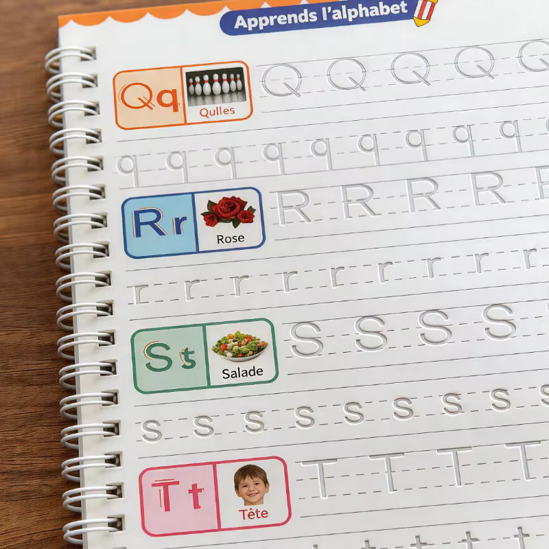 BOHY Übungsset für französische Kalligraphie mit Rillen für Anfänger und Kinder, mehrfarbiges Schreiblernset mit Übungsbuch und Papier - Bild 2