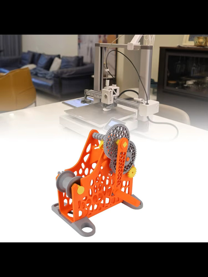 Aibecy 3D-Drucker Filament-Aufwickler mit Handkurbel für 1kg Spulen, Modulares Design, Orange - Bild 3