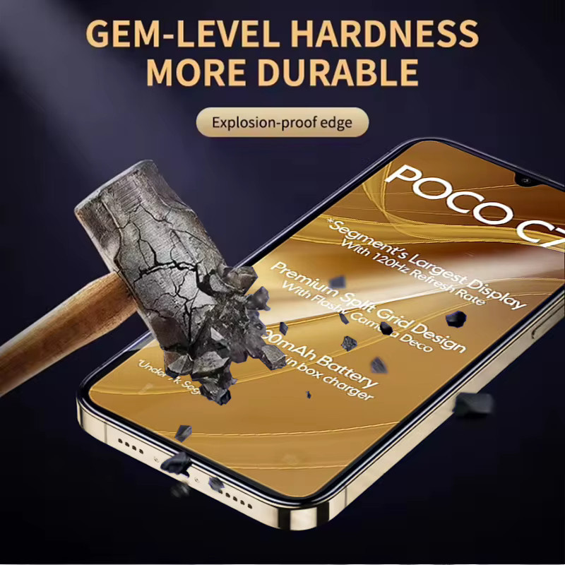 3er-Pack Xiaomi Poco C71 Schutzglas mit 9H Härtegrad und Fingerabdruck-Entsperrung, transparent, HD Displayschutzfolie zur vollständigen Abdeckung - Bild 3