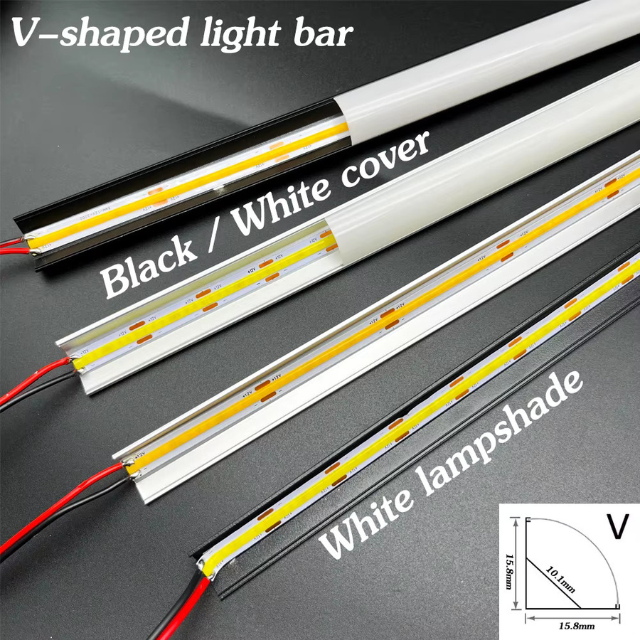 YSRSAI LED Profil Aluminium Kanal mit milchweißem COB Streifen Licht für Innenbeleuchtung, Farbe: Weiß, Länge: 50 cm - Bild 4