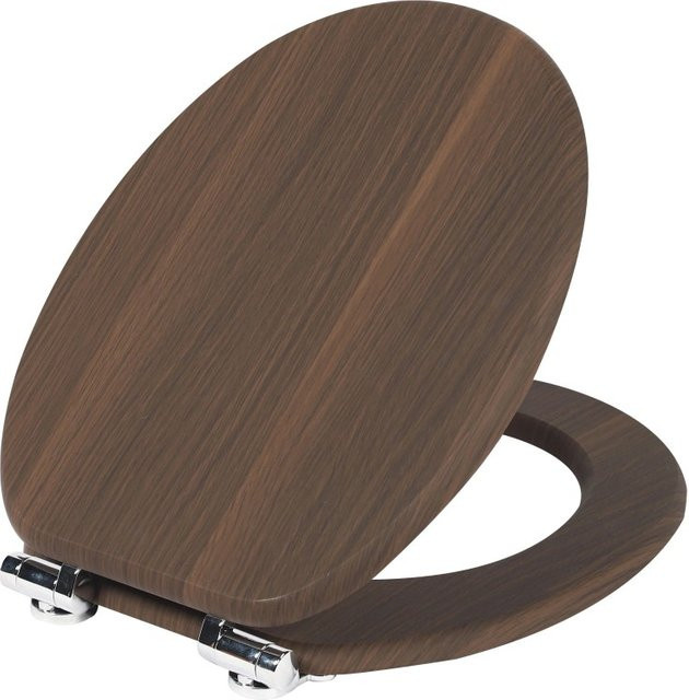 SINOBATH WC Sitz mit Absenkautomatik aus MDF Holzkern, oval, braun, B/T/H: 43,5 x 37,8 x 5,0 cm - Bild 1