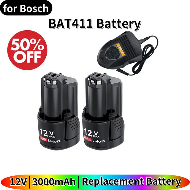 Bosch Li-Ion Akku 12V/10,8V 3000mAh Schwarz für BAT411 BAT412 BAT413 BAT414 BAT412A BAT413A Akku-Werkzeuge - Bild 1