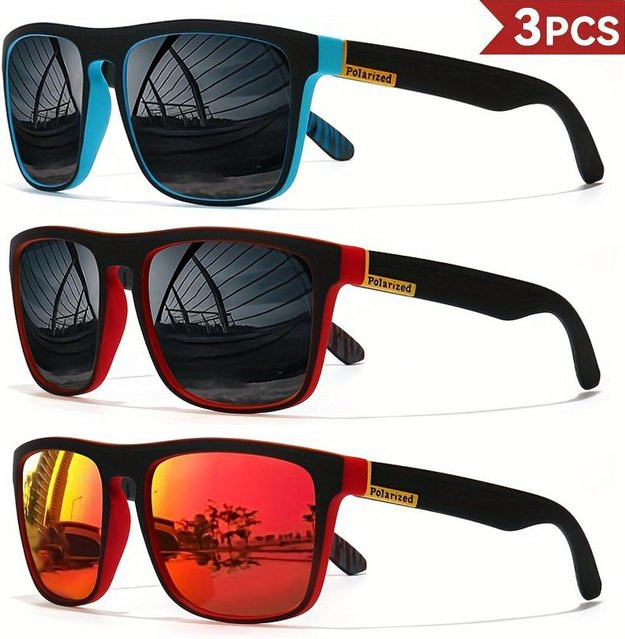 Unisex Sportsonnenbrille, rechteckig, Vollrand, Acetat, Multicolour - Bild 1