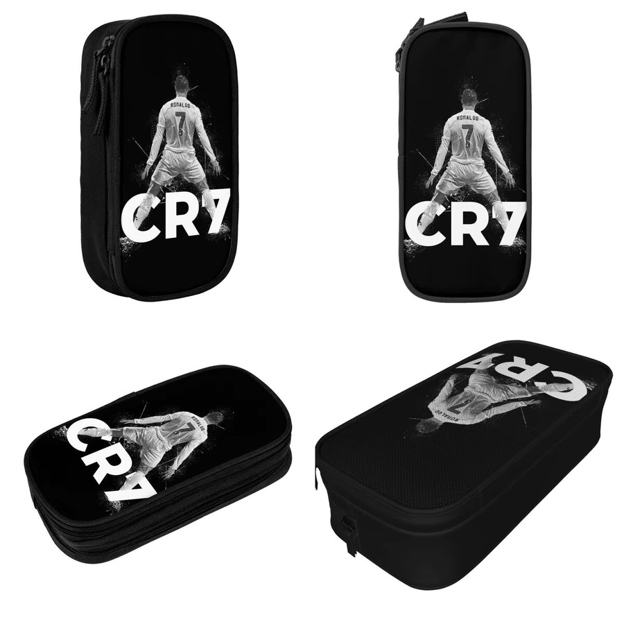 CR7 Fußball Federmäppchen mit großer Kapazität in Schwarz aus Polyester - Bild 2