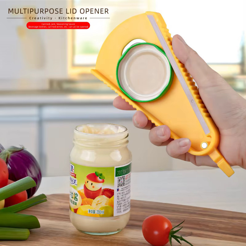 Multifunktionaler Universal Flaschenöffner und Dosenöffner aus Kunststoff in Gelb - Bild 1