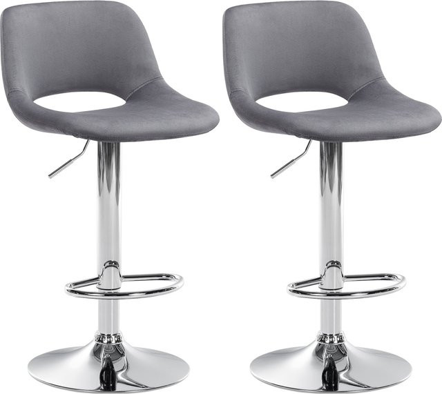 CLP 2er Set Barhocker Camden mit Samt-Bezug in Grau - Bild 1