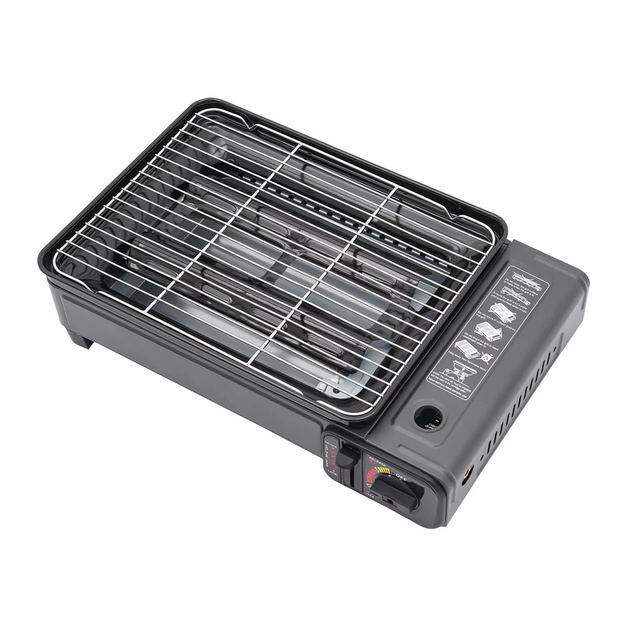 Bymaocar Tragbarer Butan-Camping-Tischgrill in Schwarz mit Grillnetz und Chrom-Elementen, B/T/H: 28,0 x 28,0 x 15,0 cm - Bild 2