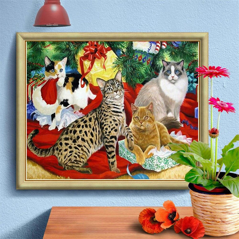 FIYO Diamond Painting 5D DIY Katze Motiv mit vollständiger Bestickung, Mosaik-Bastelset für kreative Tierprints, B/H: 20 x 30 cm, mehrfarbig - Bild 2