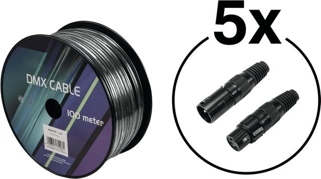 EUROLITE DMX Kabel Set 2x0,22 mit 100m Länge und 10 Verbindern in Schwarz - Bild 1