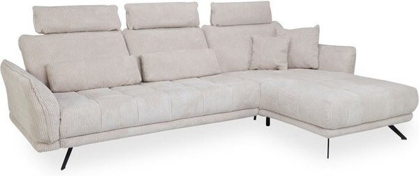 Polsterecke SYSTEMPOLSTER MAXINE in Beige mit Cord-Stoff und Armlehnen, L-Form, B: 285 cm, H: 68 cm, T: 68 cm