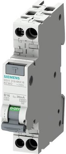 Siemens RCBO FI-Schutzschalter/Leitungsschutzschalter, Grau, 16 A, 1 Pol - Bild 1