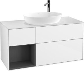 V&B Waschtischunterschrank Finion mit Wandbeleuchtung, Weiß lackiert, Breite: 120 cm, Höhe: 50,1 cm, Tiefe: 50,1 cm - Bild 1