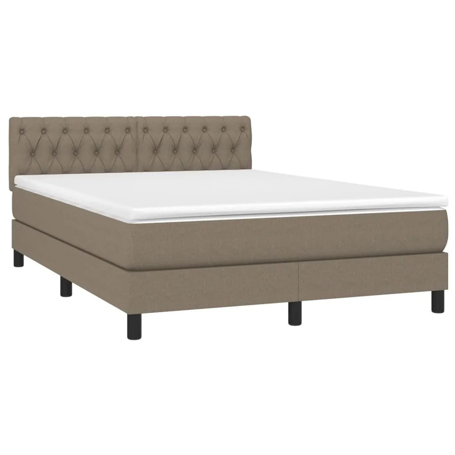 vidaXL Boxspringbett mit Matratze und LED in Beige, B/T/H: 140 x 190 cm, Hybrid-Matratze mit Taschenfederkern und USB-Anschluss - Bild 2