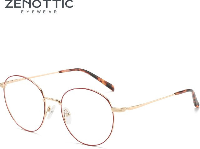 ZENOTTIC Korrektionsbrille Damen, Vollrand, Rund, Titan, Silber - Bild 1