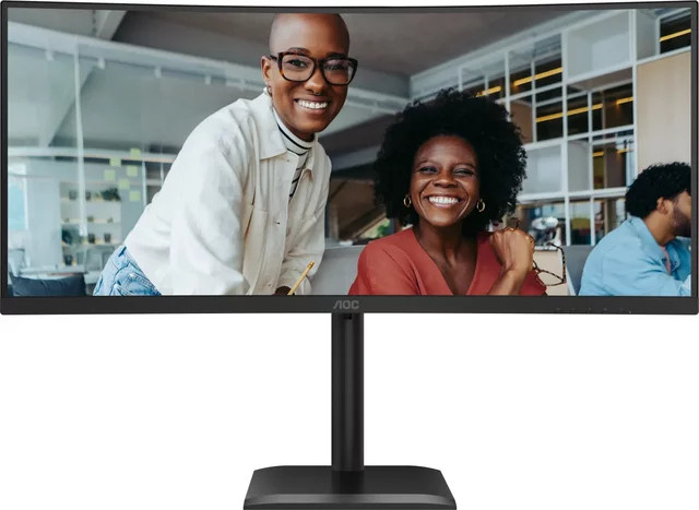 AOC CU34E4CV 34 Zoll gebogener UWQHD-Monitor mit VA-Panel, 120Hz, HDR10, USB-C und Ethernet in Schwarz - Bild 1