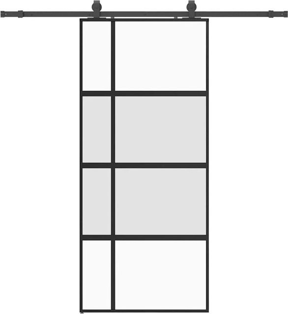 vidaXL Schiebetür aus Hartglas mit Beschlag in Schwarz, B: 90 cm, H: 205 cm - Bild 1