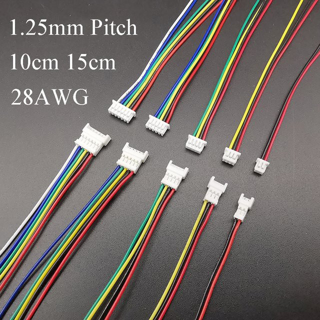 ALLiSHOP 10 Paar Mini Micro JST 1,25 Stecker Set mit Kabeln in Multicolor, Pitch 1,25mm, 2/3/4/5/6 Pin Männlich und Weiblich, Kabellängen 10cm und 15cm - Bild 1