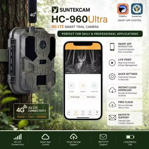 Suntekcam 960ULTRA 4K Outdoor-Überwachungskamera mit 36MP, 4G-Anbindung, Nachtsicht und 8000mAh Lithium-Akku - Bild 1