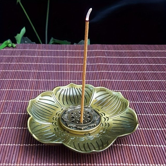MINIDEAL Lotus-Räuchergefäß aus Metall in Gold und Bronze für Räucherkegel und Räucherstäbchen - Bild 1