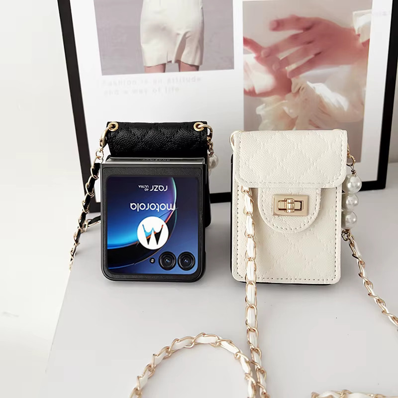 Pearl Umhängetasche als Handyhülle mit Kartenhalter und Brieftasche für Motorola Razr 50 Ultra und Motorola Razr 40 in Weiß - Bild 3